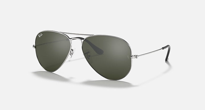 Ray-Ban AVIATOR MIRROR Silver with Grey Solid Color - Mirror lenses - Quarter