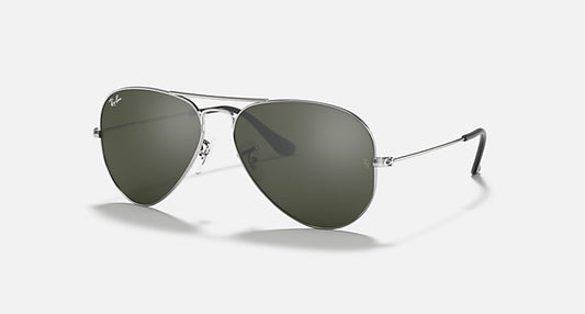 Ray-Ban AVIATOR MIRROR Silver with Grey Solid Color - Mirror lenses - Quarter