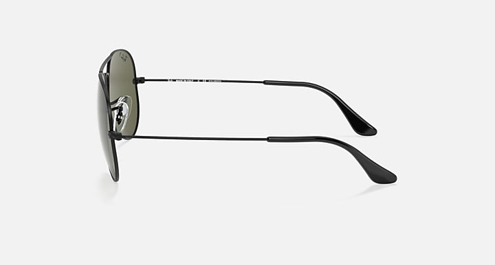 Ray-Ban AVIATOR CLASSIC Black with G-15 Green Polarized Solid Color lenses - Lateral