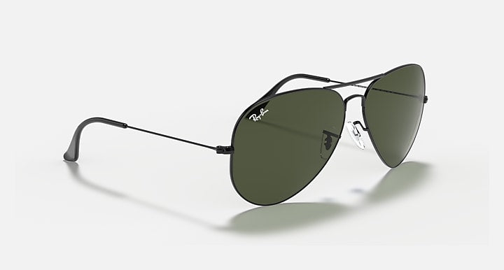 Ray-Ban AVIATOR LARGE METAL II Black with G-15 Green Solid Color lenses - Alternative