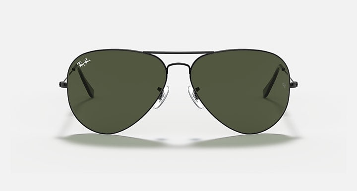 Ray-Ban AVIATOR LARGE METAL II Black with G-15 Green Solid Color lenses - Front