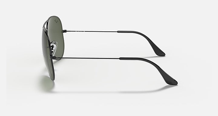 Ray-Ban AVIATOR LARGE METAL II Black with G-15 Green Solid Color lenses - Lateral