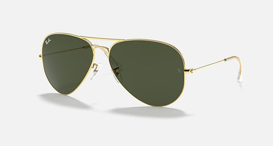 Ray-Ban AVIATOR LARGE METAL II Arista Gold with G-15 Green Solid Color lenses - Quarter
