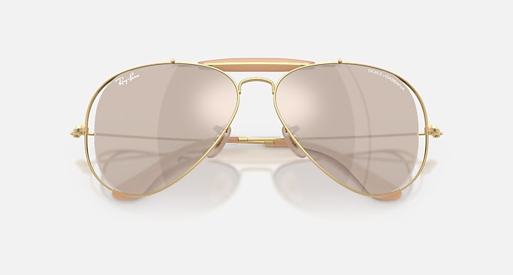 Ray-Ban THE OUTDOORSMAN BY DOLCE&GABBANA Arista Gold with Clear Mirror White Gold Solid Color - Mirror lenses - Closed Front