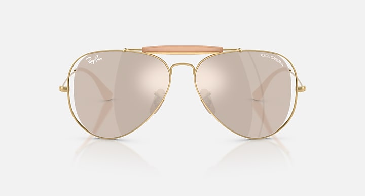 Ray-Ban THE OUTDOORSMAN BY DOLCE&GABBANA Arista Gold with Clear Mirror White Gold Solid Color - Mirror lenses - Front