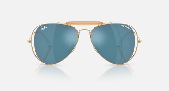 Ray-Ban THE OUTDOORSMAN BY DOLCE&GABBANA Arista Gold with Dark Blue Mirror Blue Solid Color - Mirror lenses - Front