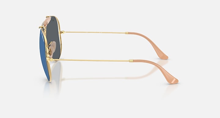 Ray-Ban THE OUTDOORSMAN BY DOLCE&GABBANA Arista Gold with Dark Blue Mirror Blue Solid Color - Mirror lenses - Lateral