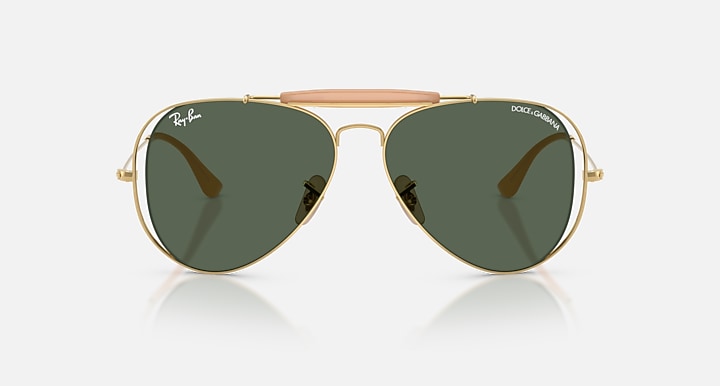 Ray-Ban THE OUTDOORSMAN BY DOLCE&GABBANA Arista Gold with Dark Green Solid Color lenses - Front