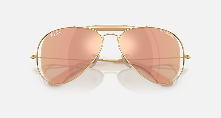 Ray-Ban THE OUTDOORSMAN BY DOLCE&GABBANA Arista Gold with Dark Brown Mirror Rose Gold Solid Color - Mirror lenses - Closed Front