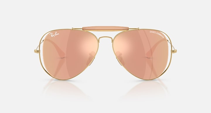 Ray-Ban THE OUTDOORSMAN BY DOLCE&GABBANA Arista Gold with Dark Brown Mirror Rose Gold Solid Color - Mirror lenses - Front