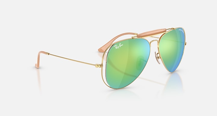 Ray-Ban THE OUTDOORSMAN BY DOLCE&GABBANA Arista Gold with Green Mirror Blue Solid Color - Mirror lenses - Alternative