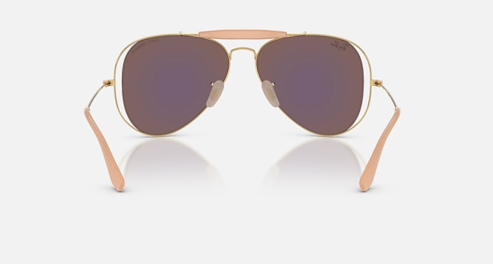 Ray-Ban THE OUTDOORSMAN BY DOLCE&GABBANA Arista Gold with Green Mirror Blue Solid Color - Mirror lenses - Back