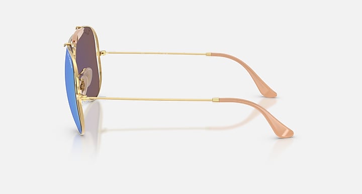 Ray-Ban THE OUTDOORSMAN BY DOLCE&GABBANA Arista Gold with Green Mirror Blue Solid Color - Mirror lenses - Lateral