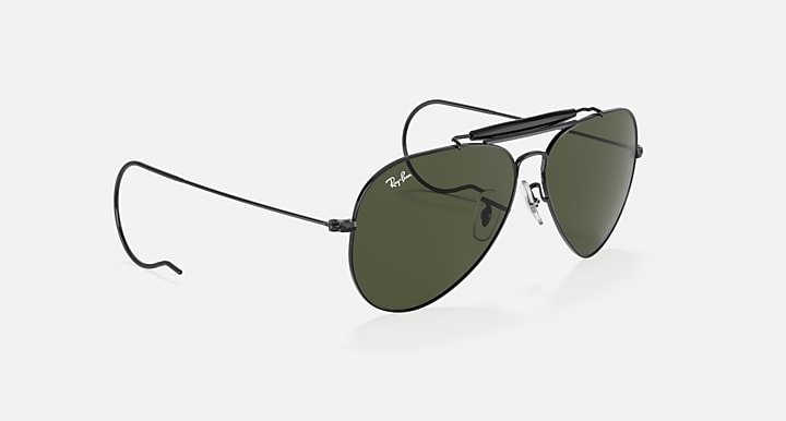 Ray-Ban OUTDOORSMAN Black with G-15 Green Solid Color lenses - Alternative