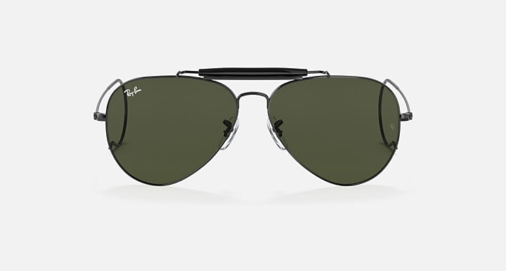 Ray-Ban OUTDOORSMAN Black with G-15 Green Solid Color lenses - Front