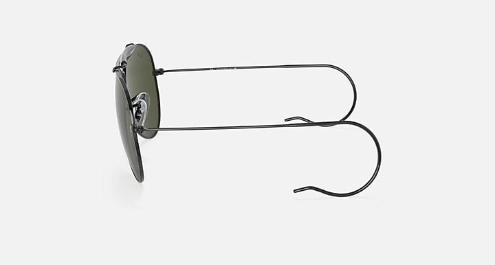 Ray-Ban OUTDOORSMAN Black with G-15 Green Solid Color lenses - Lateral