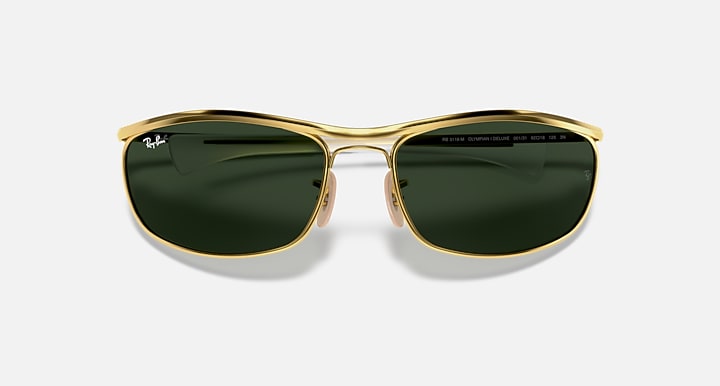 Ray-Ban OLYMPIAN I DELUXE Arista Gold with G-15 Green Solid Color lenses - Closed Front
