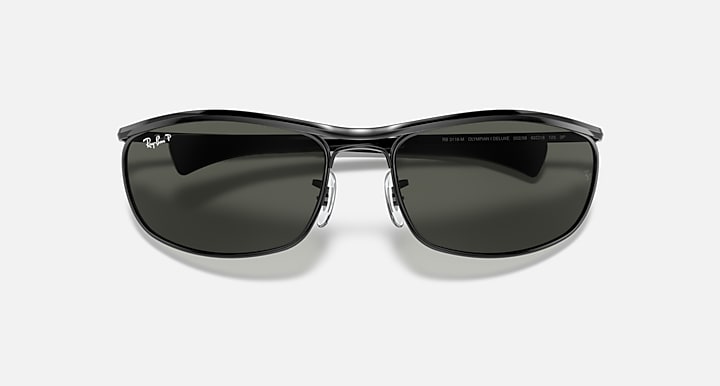 Ray-Ban OLYMPIAN I DELUXE Black with G-15 Green Polarized Solid Color lenses - Closed Front