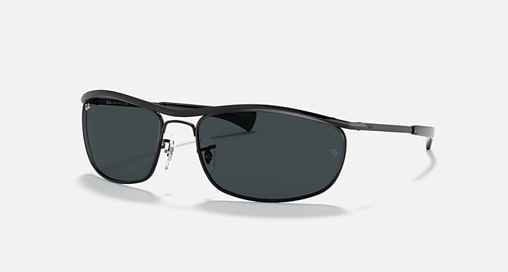 Ray-Ban OLYMPIAN I DELUXE Black with Blue Solid Color lenses - Quarter