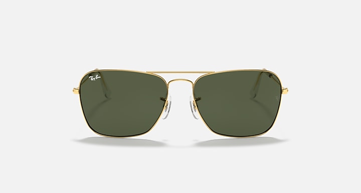 Ray-Ban CARAVAN Arista Gold with G-15 Green Solid Color lenses - Front