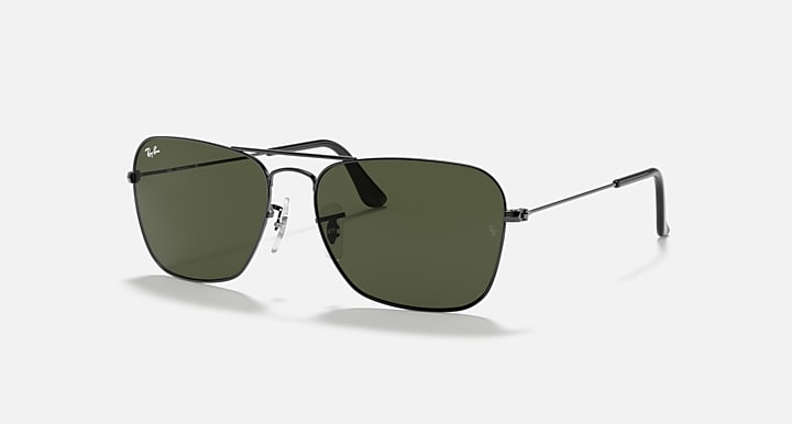 Ray-Ban CARAVAN Gunmetal with G-15 Green Solid Color lenses - Quarter