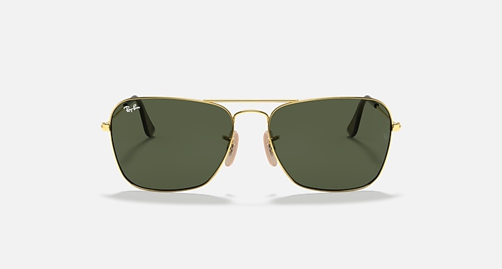 Ray-Ban CARAVAN Arista Gold with G-15 Green Solid Color lenses - Front