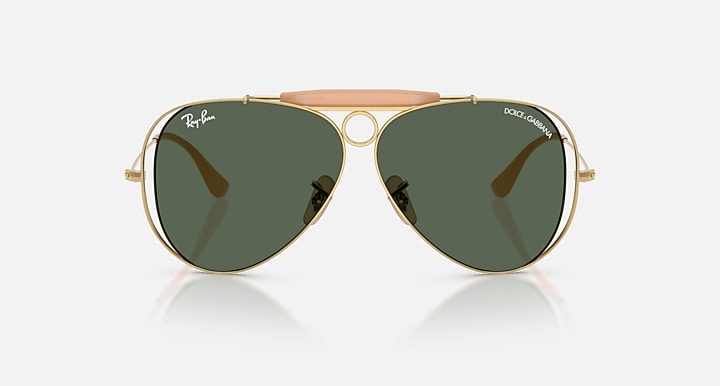 Ray-Ban THE SHOOTER BY DOLCE&GABBANA Arista Gold with Dark Green Solid Color lenses - Front