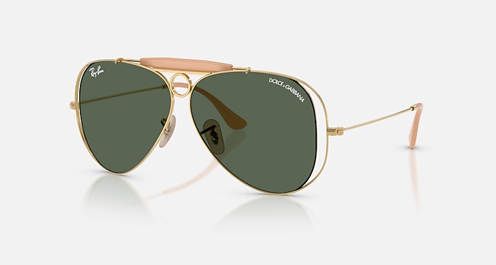 Ray-Ban THE SHOOTER BY DOLCE&GABBANA Arista Gold with Dark Green Solid Color lenses - Quarter