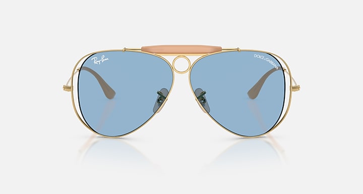 Ray-Ban THE SHOOTER BY DOLCE&GABBANA Arista Gold with Light Blue Solid Color lenses - Front