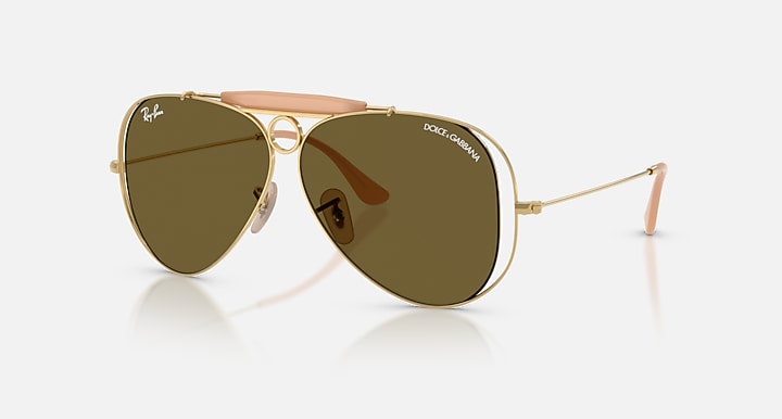 Ray-Ban THE SHOOTER BY DOLCE&GABBANA Arista Gold with Dark Brown Solid Color lenses - Quarter
