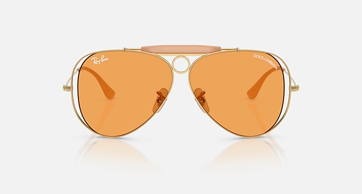 Ray-Ban THE SHOOTER BY DOLCE&GABBANA Arista Gold with Orange Solid Color lenses - Front