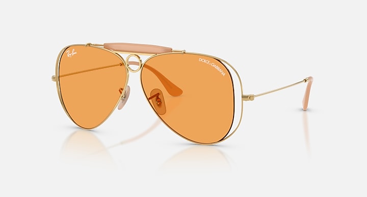Ray-Ban THE SHOOTER BY DOLCE&GABBANA Arista Gold with Orange Solid Color lenses - Quarter