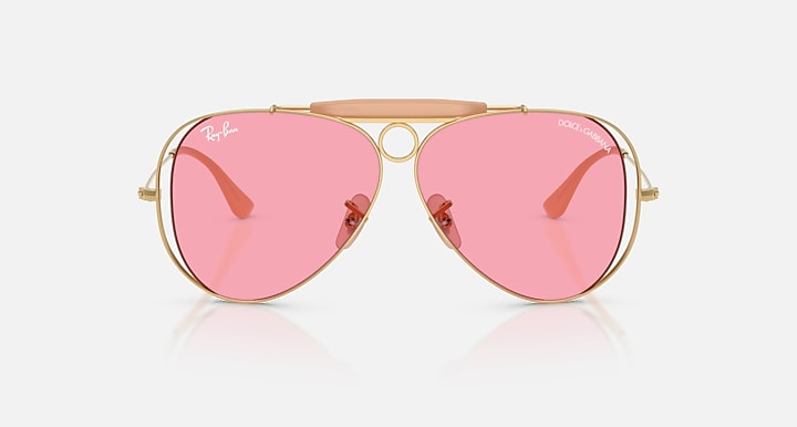 Ray-Ban THE SHOOTER BY DOLCE&GABBANA Arista Gold with Pink Solid Color lenses - Front