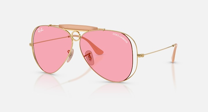 Ray-Ban THE SHOOTER BY DOLCE&GABBANA Arista Gold with Pink Solid Color lenses - Quarter