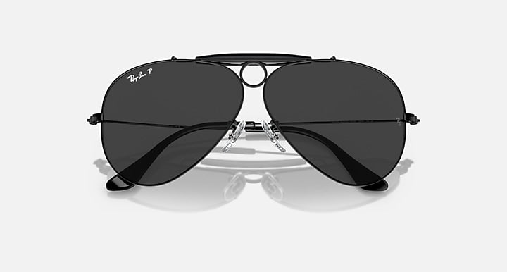 Ray-Ban SHOOTER RELOADED Black with Black Polarized Solid Color lenses - Closed Front