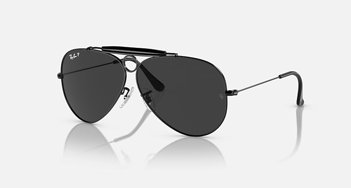 Ray-Ban SHOOTER RELOADED Black with Black Polarized Solid Color lenses - Quarter