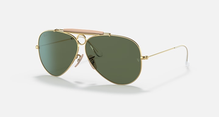 Ray-Ban SHOOTER Arista Gold with G-15 Green Solid Color lenses - Quarter