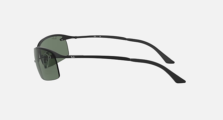Ray-Ban RB3183 Black with Green Solid Color lenses - Lateral