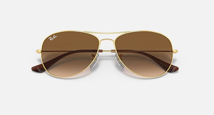 Ray-Ban COCKPIT Arista Gold with Light Brown Gradient Gradient lenses - Closed Front