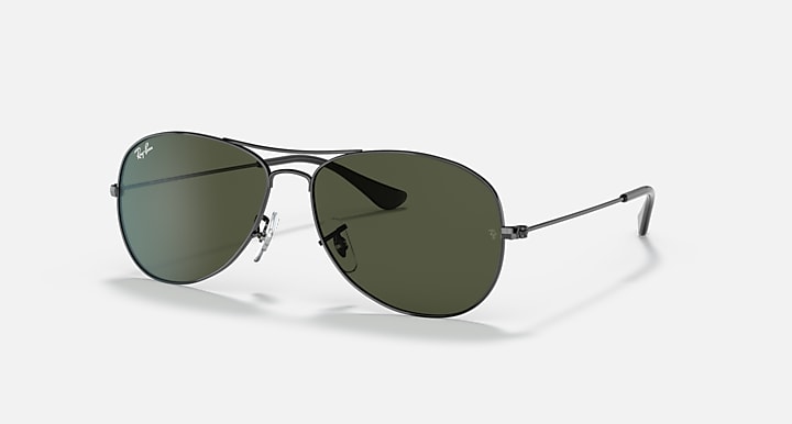 Ray-Ban COCKPIT Gunmetal with G-15 Green Solid Color lenses - Quarter