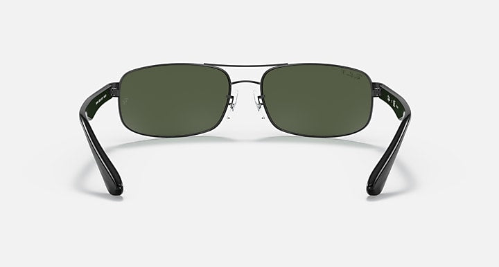 Ray-Ban RB3445 Black with G-15 Green Polarized Solid Color lenses - Back