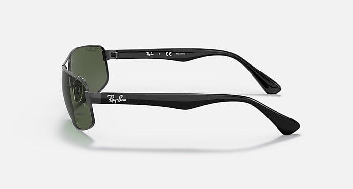Ray-Ban RB3445 Black with G-15 Green Polarized Solid Color lenses - Lateral