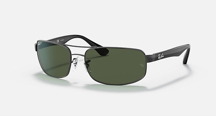 Ray-Ban RB3445 Black with G-15 Green Polarized Solid Color lenses - Quarter