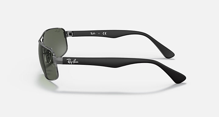 Ray-Ban RB3445 Gunmetal; Black with Green Classic G-15 Solid Color lenses - Lateral