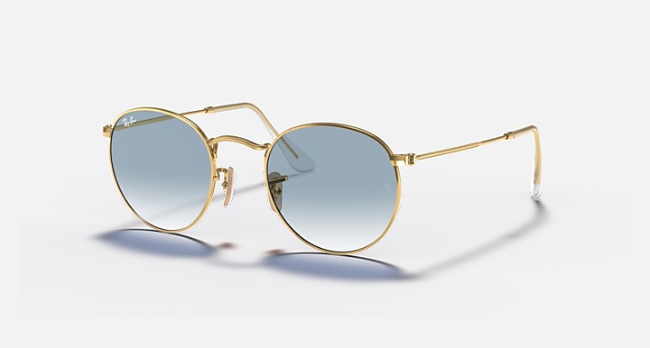 Ray-Ban ROUND FLAT LENSES Arista Gold with Light Blue Gradient Gradient lenses - Quarter