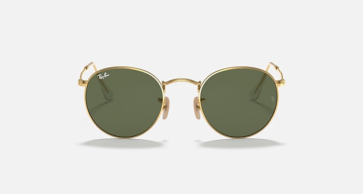 Ray-Ban ROUND FLAT LENSES Arista Gold with G-15 Green Solid Color lenses - Front