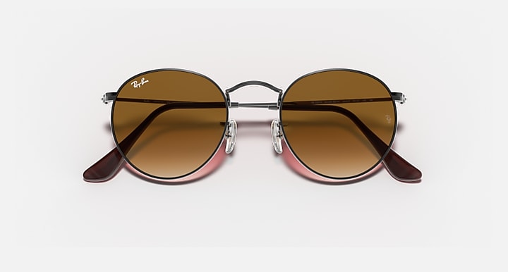 Ray-Ban ROUND FLAT LENSES Gunmetal with Light Brown Gradient Gradient lenses - Closed Front