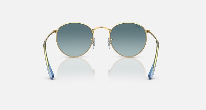 Ray-Ban ROUND METAL Gold with Blue Gradient lenses - Back