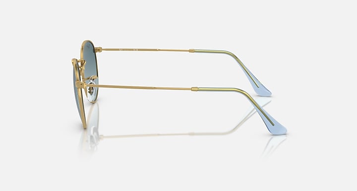Ray-Ban ROUND METAL Gold with Blue Gradient lenses - Lateral