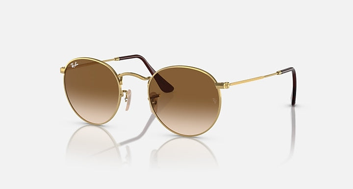 Ray-Ban ROUND METAL Gold with Brown Gradient lenses - Quarter